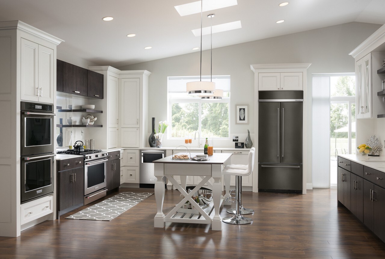 A bottom freezer built-in refrigerator keeps fresh foods within easy reach. A bottom freezer built-in refrigerator keeps fresh foods within easy reach.