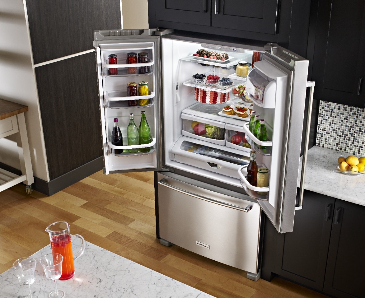 Learn more about French Door freestanding refrigerators from KitchenAid.