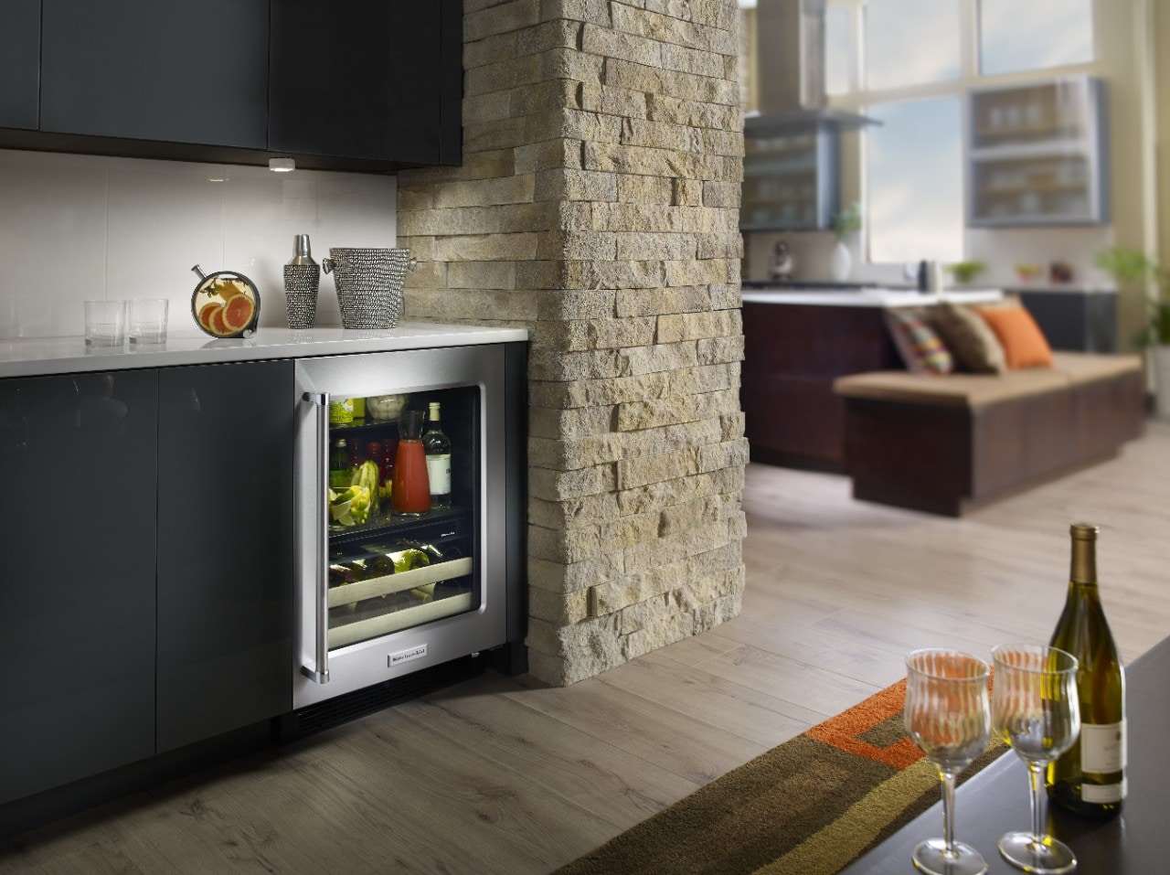 Optimize space beneath your counter with KitchenAid mini fridges.