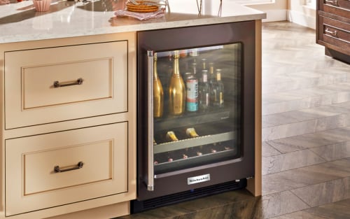 A beverage center in a kitchen