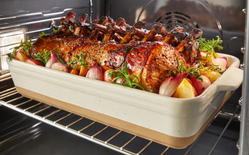 A roast inside an oven