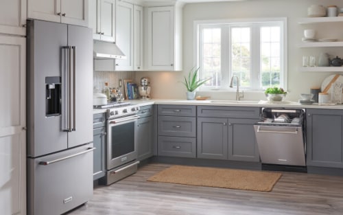 A bright kitchen with stainless steel appliances