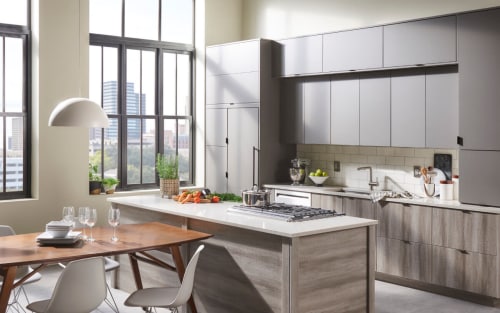 Modern kitchen with gray cabinetry