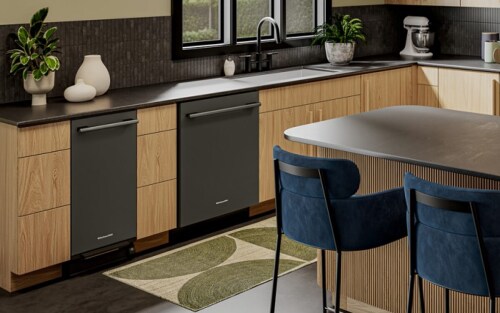 Trash compactor in modern kitchen