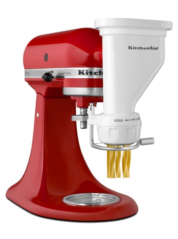 The KitchenAid® Gourmet Pasta Press Attachment. The KitchenAid® Gourmet Pasta Press Attachment.