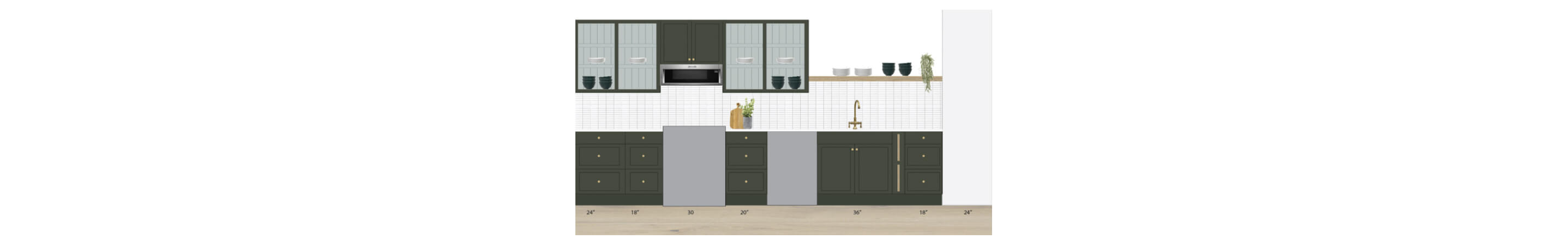 A rendering of a craftsman kitchen. 