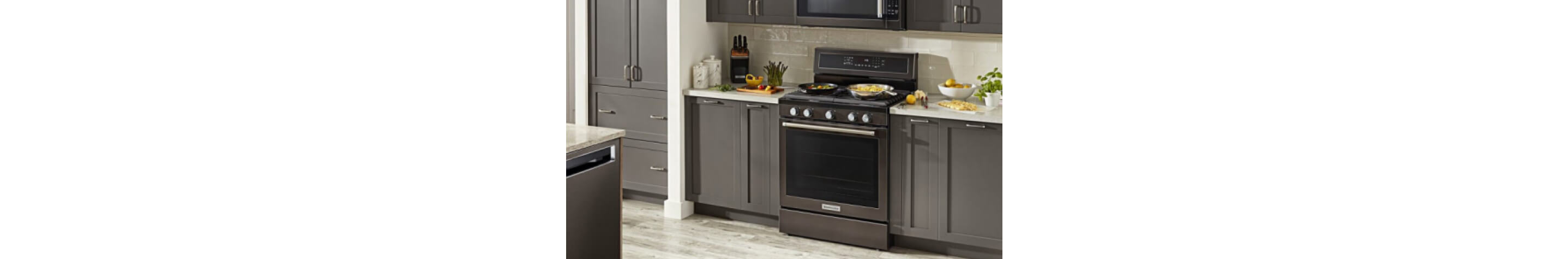 A KitchenAid® range in a modern kitchen.
