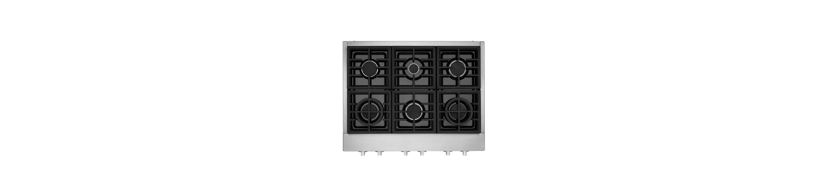 A 36" Gas-on-Glass Cooktop.