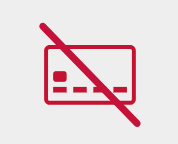 Credit card icon with slash through it