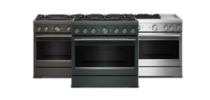 A collage of KitchenAid® Commercial-Style Dual-Fuel Ranges