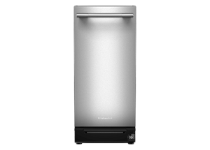 A 15 in. Built-In Trash Compactor with Built-In Odor Management System in stainless steel.