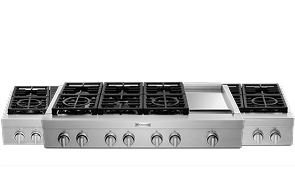 Three KitchenAid® commercial-style cooktops