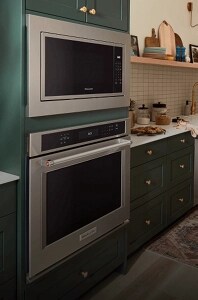 A KitchenAid® Built-In Microwave installed above a KitchenAid® Wall Oven. 