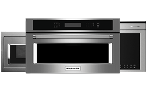 A collage of KitchenAid® Built-In Microwaves. 