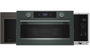 A collage of KitchenAid® Multifunctional Microwaves. 