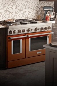 A scorched orange KitchenAid® commercial-style range