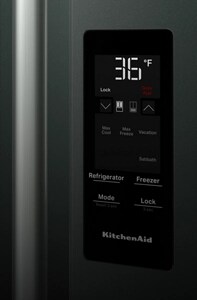A close-up image of refrigerator temperature settings on the exterior door display