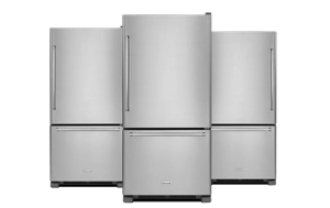 A collage of KitchenAid® Bottom Freezer Refrigerators