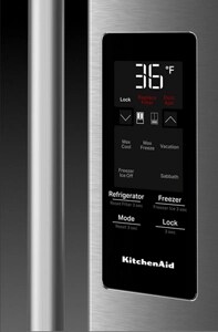 A close-up image of refrigerator temperature settings on the exterior door display