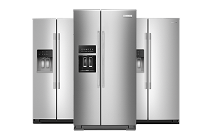 A collage of KitchenAid® Side-by-Side Refrigerators