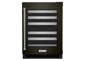 Undercounter Wine Cellar with Glass Door and Metal-Front Racks