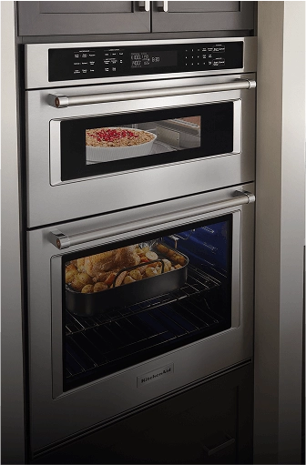 A combination microwave and wall oven.