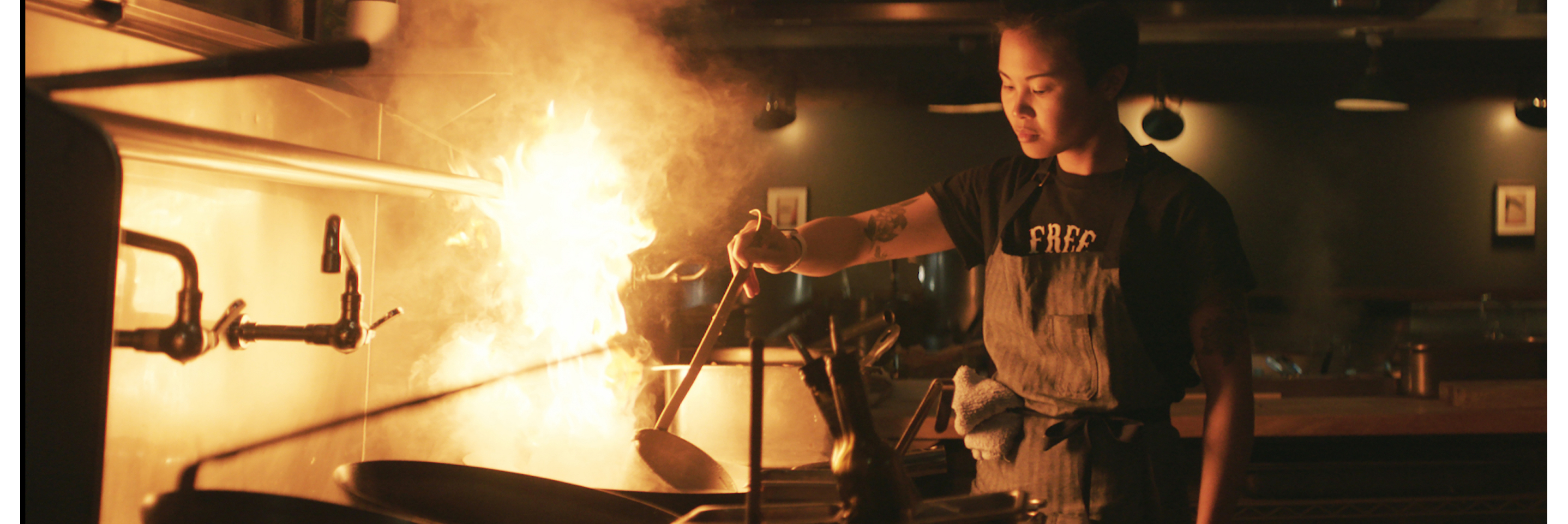Marielle Fabie mastering her craft in the kitchen.