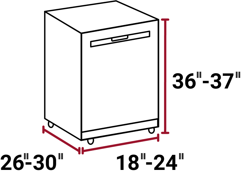 Normal size hotsell of dishwasher