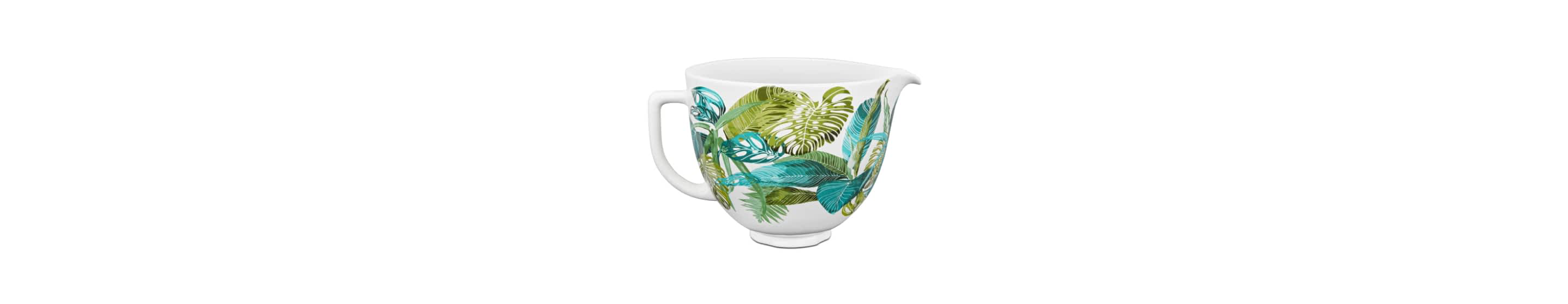A 5 Quart Tropical Floral Patterned Ceramic Bowl.
