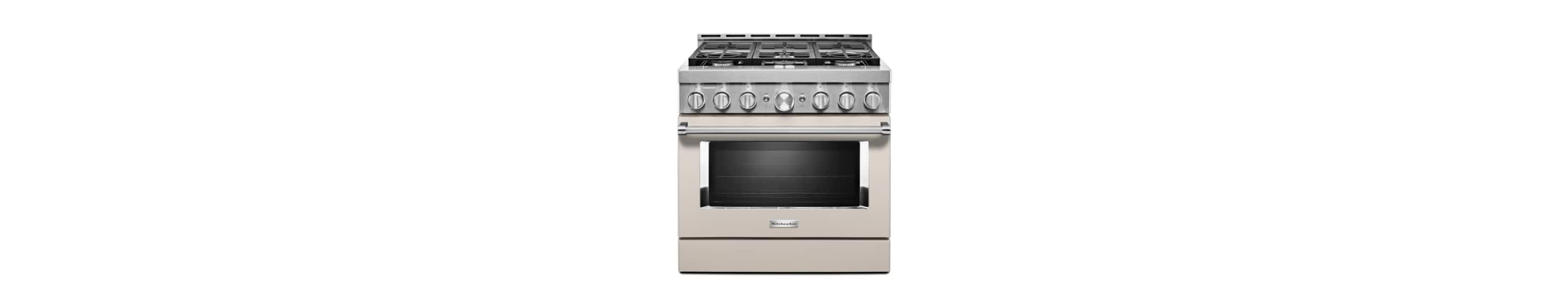 A KitchenAid® 36'' Smart Commercial-Style Gas Range with 6 Burners.
