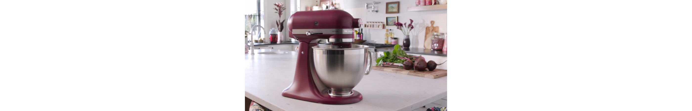 An Artisan® Series Stand Mixer in Beetroot.