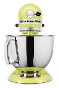 A stand-alone Kyoto Glow Artisan® Series Stand Mixer with a stainless steel bowl.