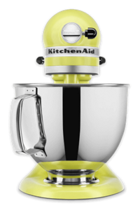 A stand-alone Kyoto Glow Artisan® Series Stand Mixer with a stainless steel bowl.