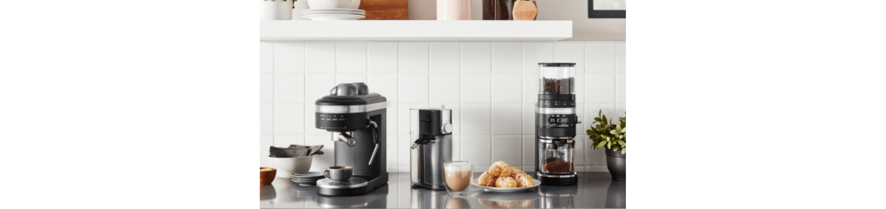 KitchenAid® Espresso Maker, Milk Frother Attachment and Coffee Grinder. 