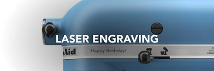 A Stand Mixer with a Happy Birthday engraving.