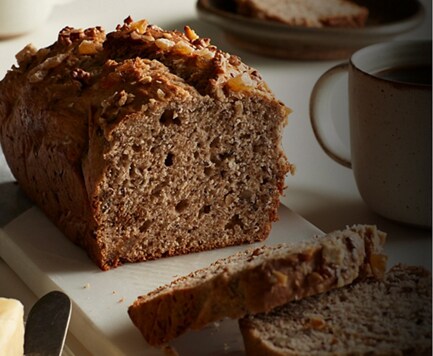 Banana bread with nuts on top