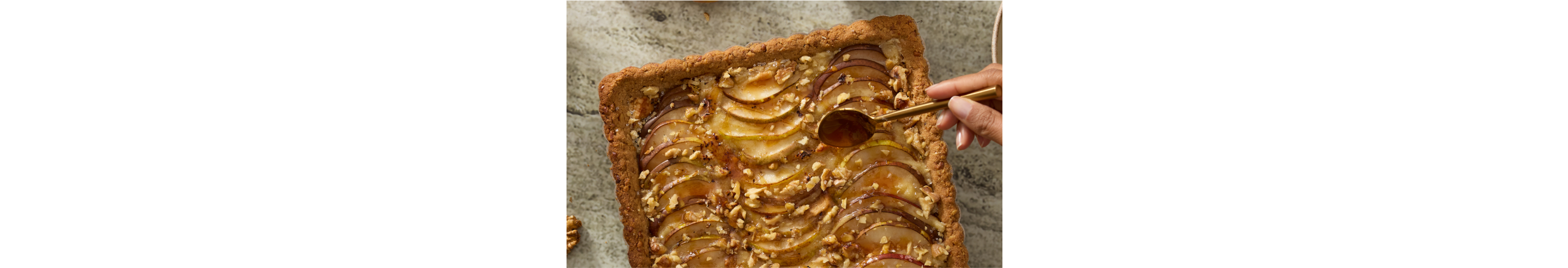 A pear ginger walnut tart.
