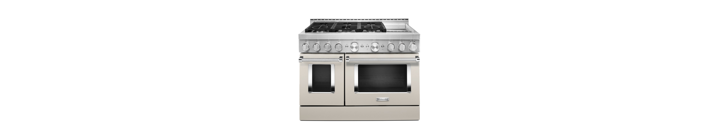 A KitchenAid® smart commercial-style gas range with griddle.