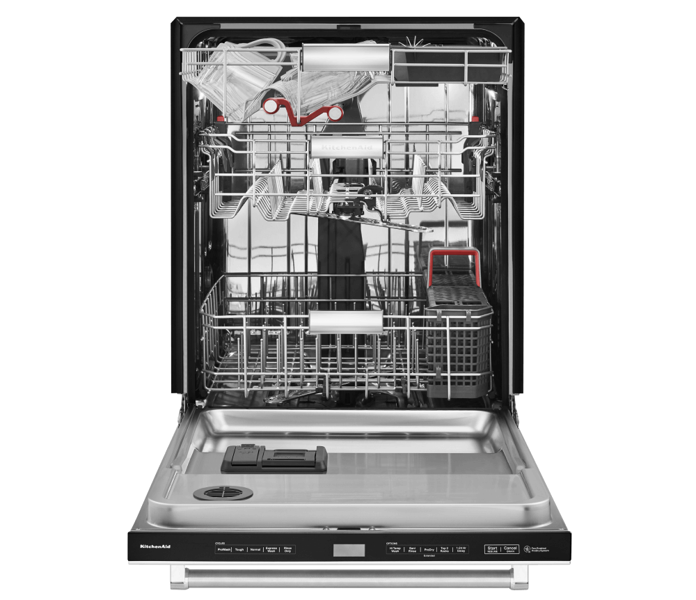 Front view of a KitchenAid Third Rack Dishwasher with FreeFlex Rack