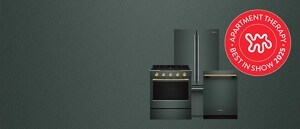 Three Juniper KitchenAid® appliances. The Apartment Therapy award badge.