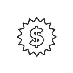 Flashing dollar sign icon.