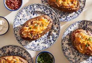 Plates of twice-baked potatoes.