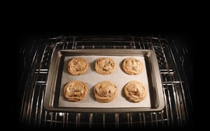 Cookies baking in an oven