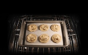 Cookies baking in an oven