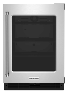 A KitchenAid® 24" Undercounter Refrigerator with Glass Door.