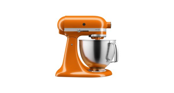 A KitchenAid® 2021 Color of the Year Honey Stand Mixer.