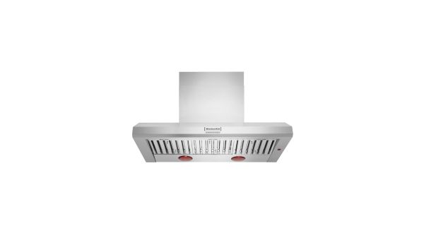 A KitchenAid® 48" Commercial-Style Wall-Mount Canopy Range Hood.