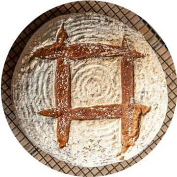 A windowpane design on baked bread.