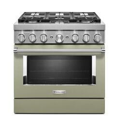 KitchenAid® Smart Commercial-Style Dual Fuel Range in Avocado Cream.