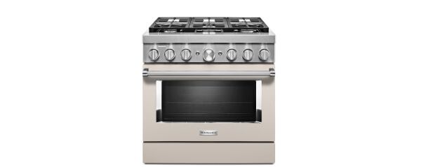 KitchenAid® Smart Commercial-Style Dual Fuel Range in Milkshake.